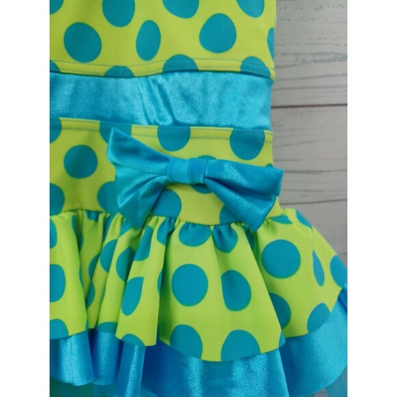 Weissman Dance Child IC Costume Leotard Dress Polkodot Blue Bow - Picture 3 of 9